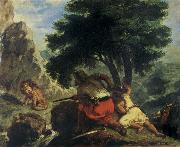 Eugene Delacroix Lion Hunt in Morocco oil painting reproduction